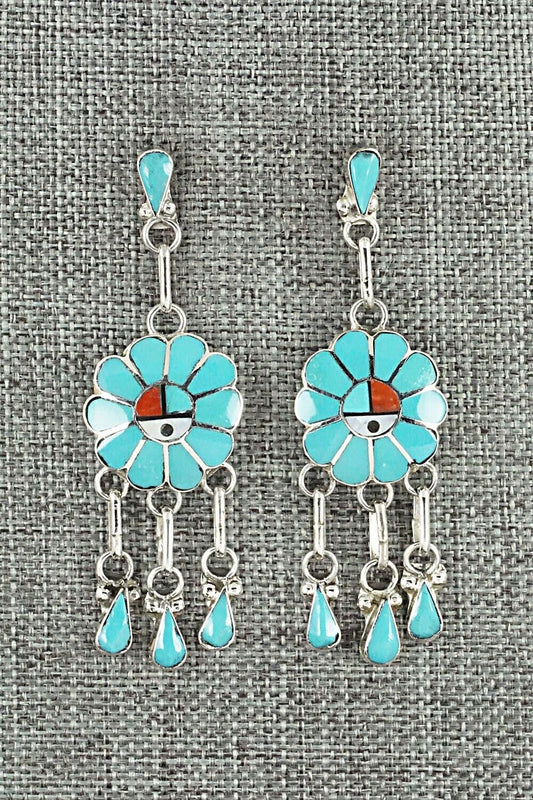 Multi Stone & Sterling Silver Inlay Earrings - Burdian Soseeah