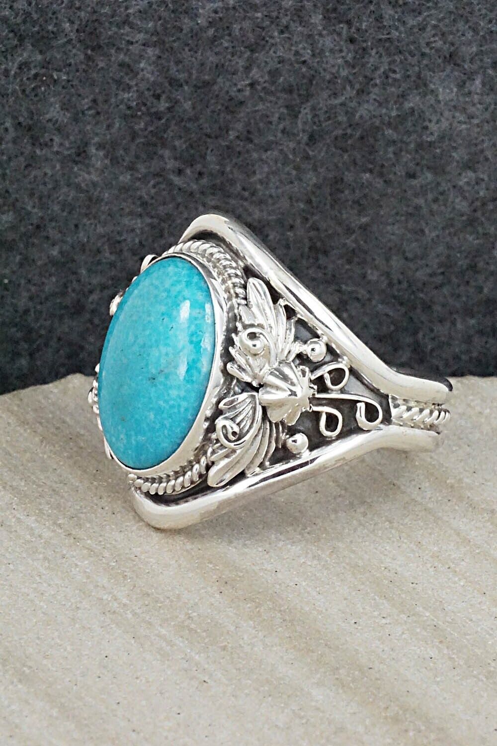 Turquoise & Sterling Silver Ring - Leonard Spencer - Size 13