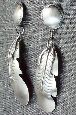 Sterling Silver Feather Earrings - Gabrielle Yazzie - High Lonesome Trading