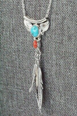 Turquoise, Coral & Sterling Silver Necklace - Sharon McCarthy