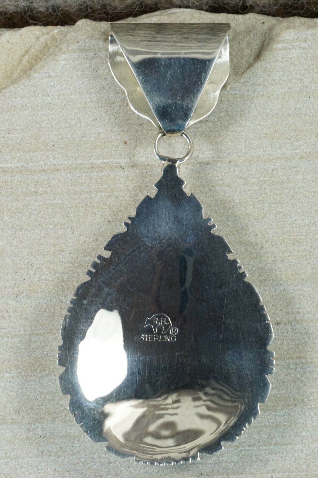Navajo Turquoise, Spiny Oyster and Sterling Silver Pendant - Raymond Delgarito