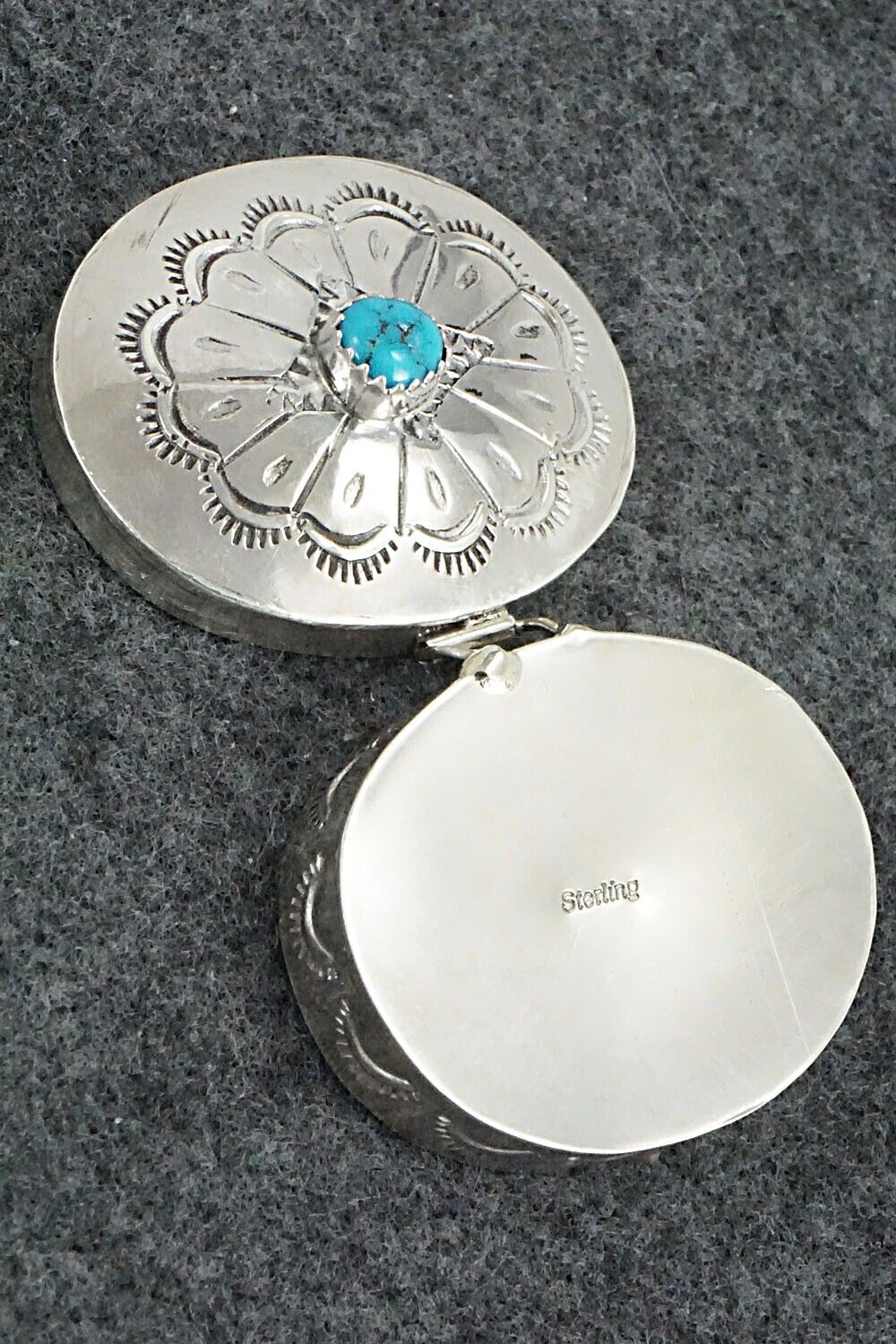 Turquoise & Sterling Silver Pill Box - Elouise Curtis