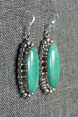 Navajo Turquoise & Sterling Silver Earrings - Sheena Jack - High Lonesome Trading
