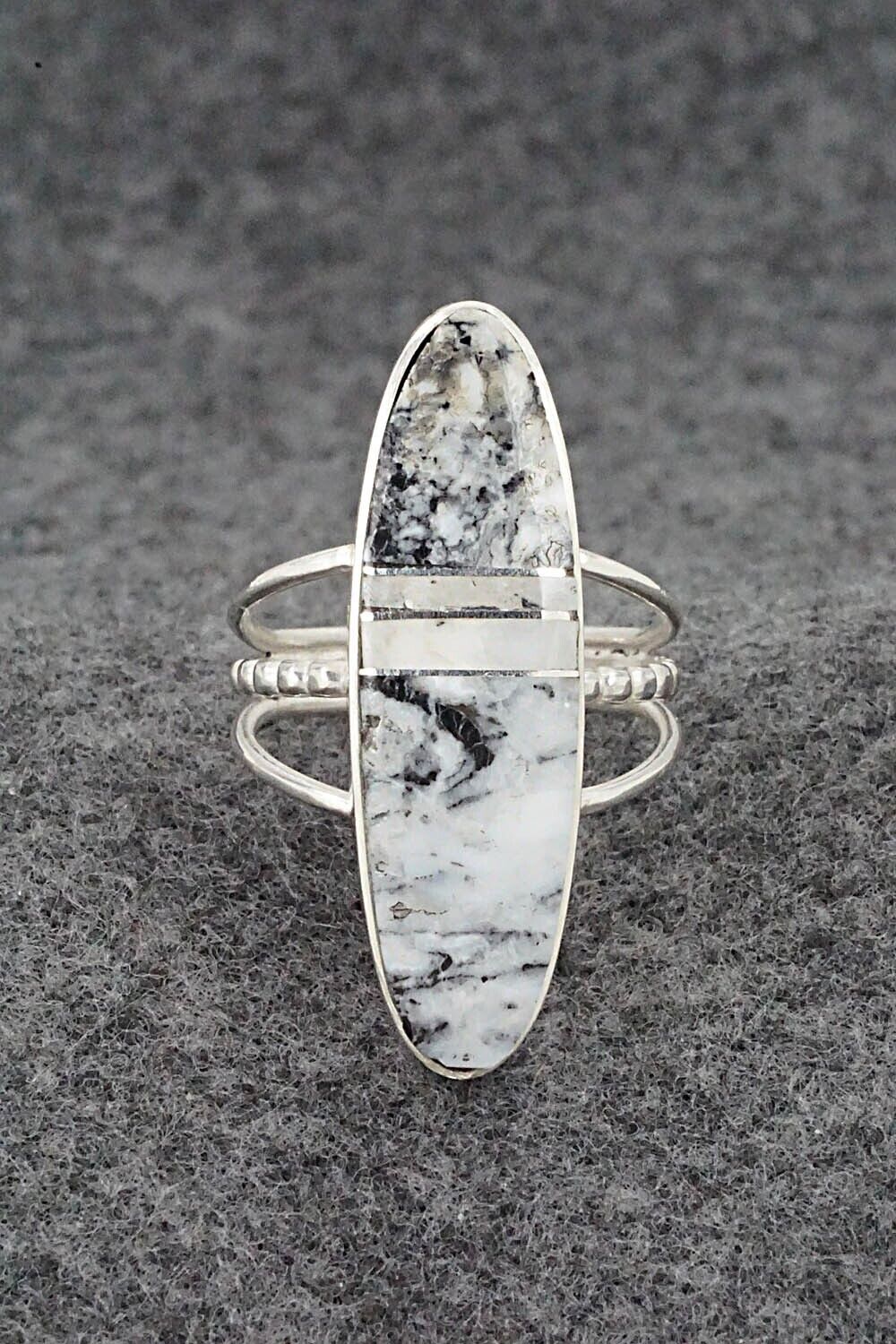 White Buffalo & Sterling Silver Ring - Harold Smith - Size 8