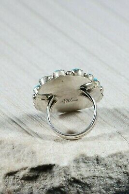 Navajo Turquoise and Sterling Silver Ring - Justina Wilson - Size 7.25 - High Lonesome Trading