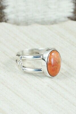 Coral & Sterling Silver Ring - Navajo - Size 6