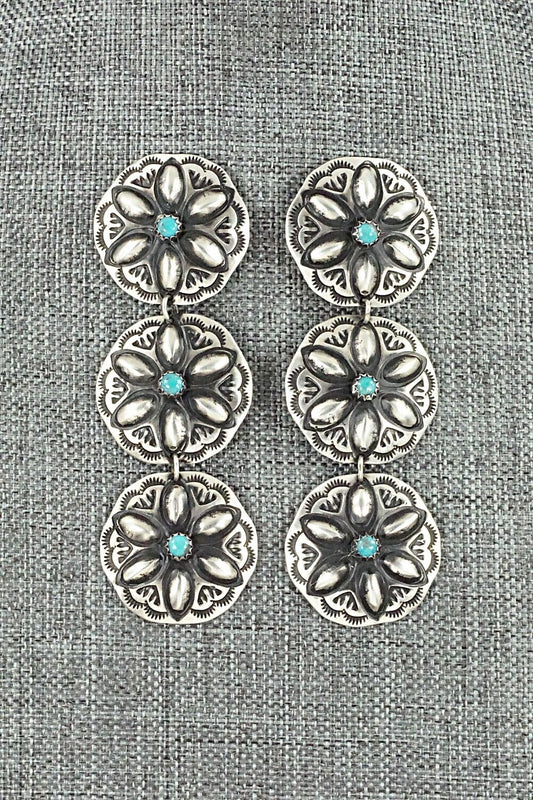 Turquoise & Sterling Silver Earrings - Leander Tahe