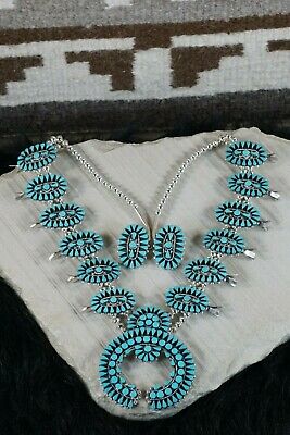 Zuni Turquoise & Sterling Silver Squash Blossom Set - Delbert Chavez - High Lonesome Trading
