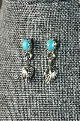Navajo Turquoise and Sterling Silver Earrings - Adelarae Yazzie - High Lonesome Trading
