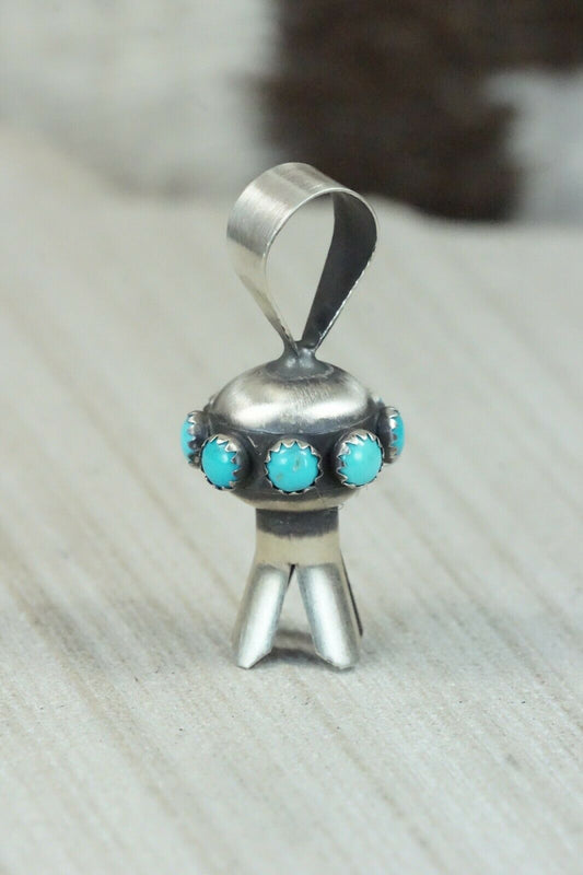 Turquoise & Sterling Silver Blossom Pendant - Monica Smith - High Lonesome Trading