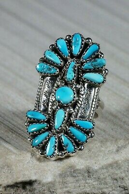 Navajo Turquoise and Sterling Silver Ring - Donovan Wilson - Size 7.5 - High Lonesome Trading