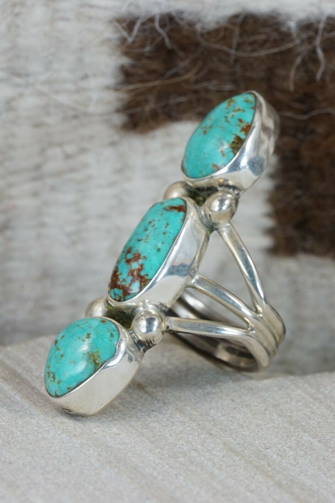 Navajo Turquoise and Sterling Silver Ring - Rick Martinez - Size