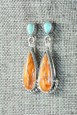 Spiny Oyster, Turquoise & Sterling Silver Earrings - Verley Betone