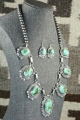 Turquoise & Sterling Silver Necklace and Earrings Set - Tom Lewis