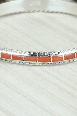Coral & Sterling Silver Bangle Bracelet - Jessica Chavez