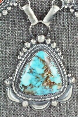 Turquoise, Coral & Sterling Silver Necklace and Earrings - Tom Lewis