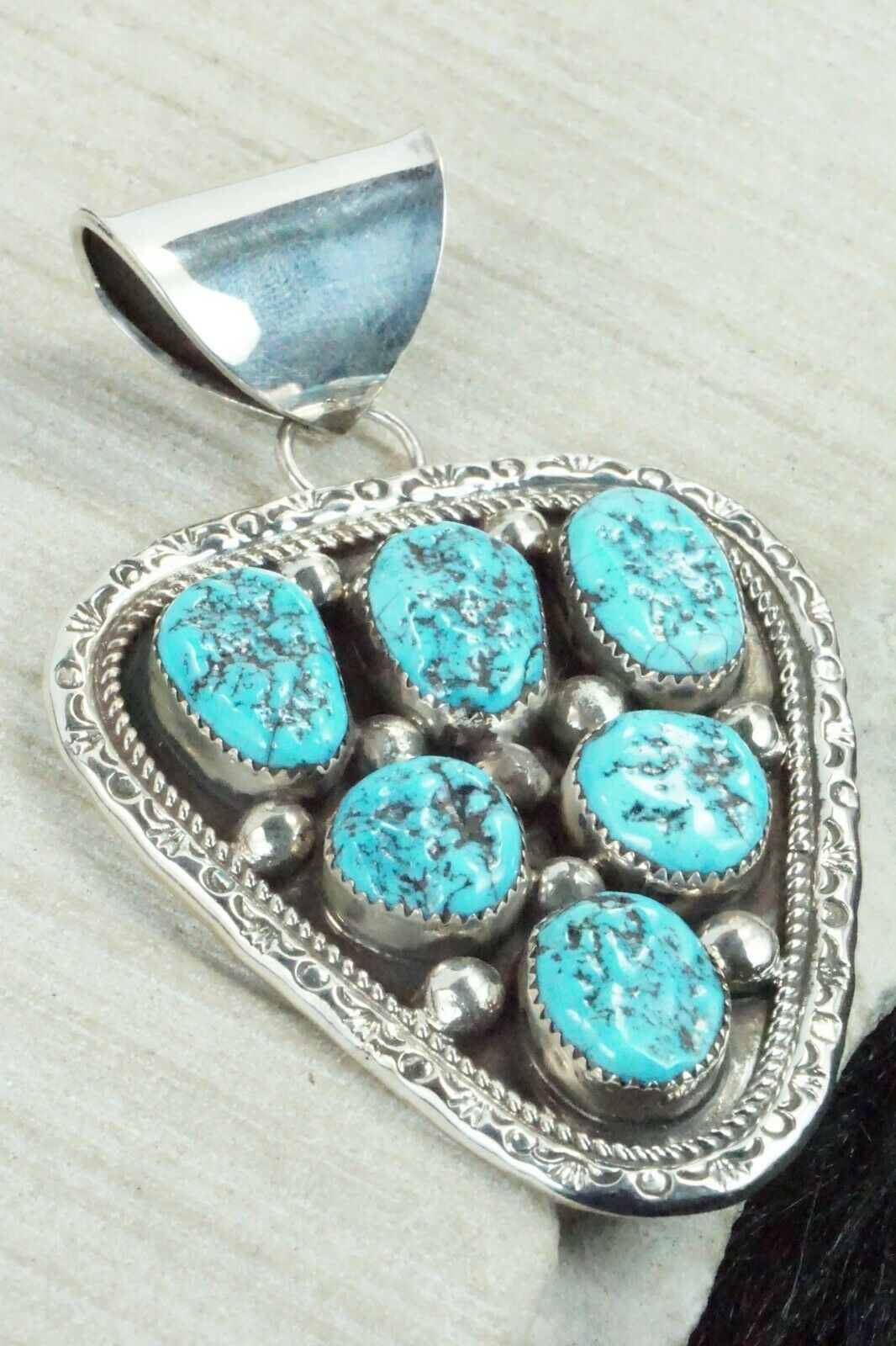 Turquoise and Sterling Silver Pendant - Leslie Nez - High Lonesome Trading
