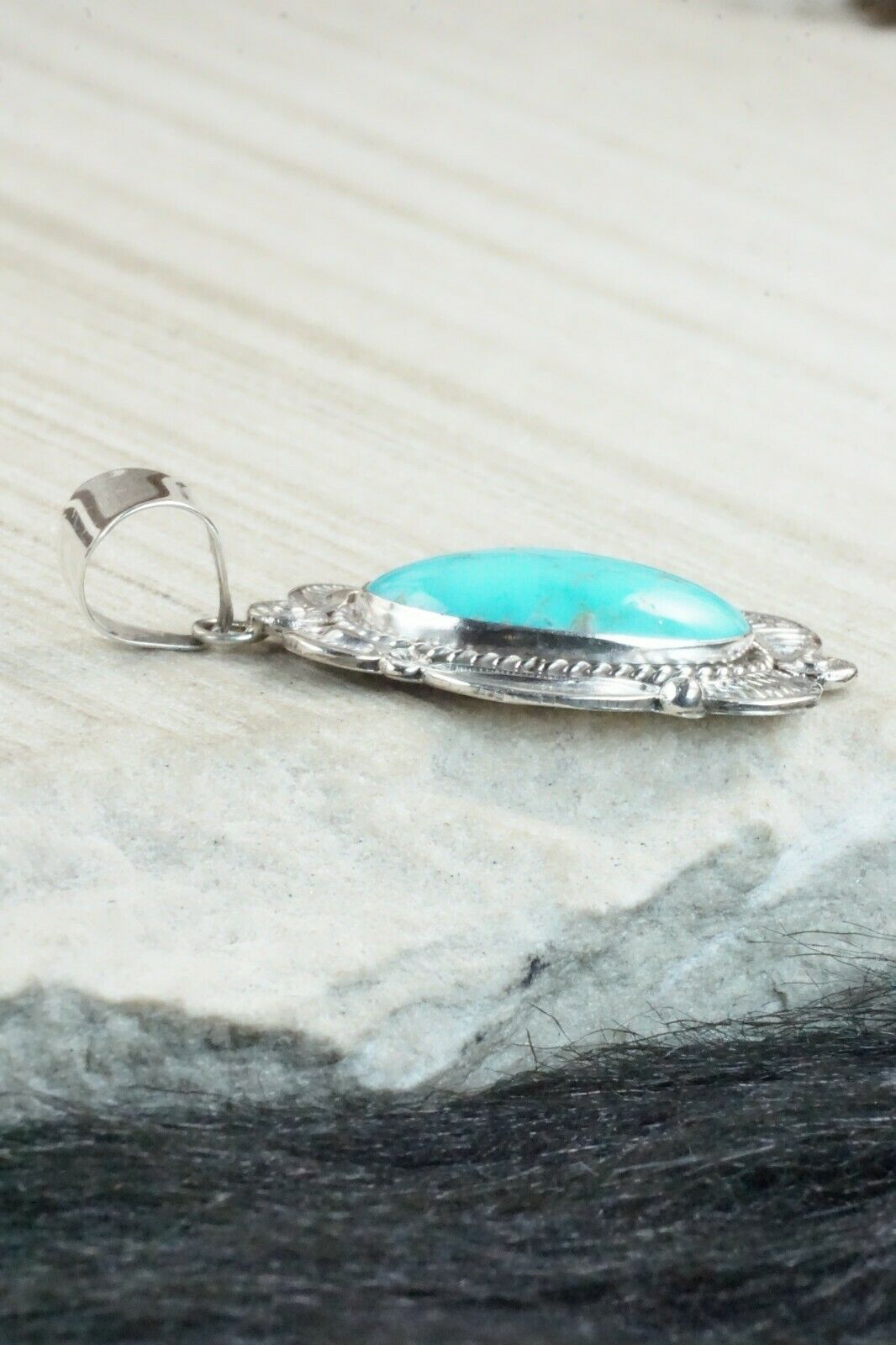 Turquoise & Sterling Silver Pendant - Ella Linkin