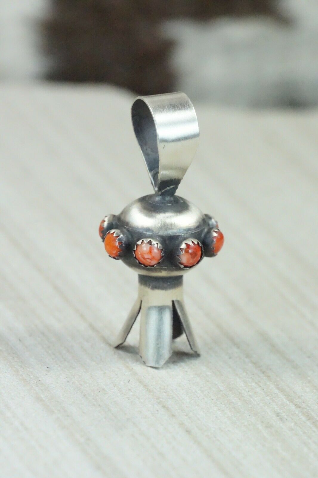 Spiny Oyster & Sterling Silver Blossom Pendant - Monica Smith - High Lonesome Trading
