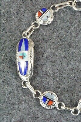 Lapis, Mother of Pearl & Sterling Silver Link Bracelet - Patty Edaakie