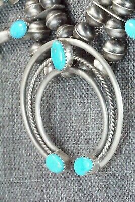 Turquoise & Sterling Silver Squash Blossom and Earrings - Leon Kirlie