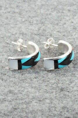 Multi Stone Inlay & Sterling Silver Earrings - Delberta Boone