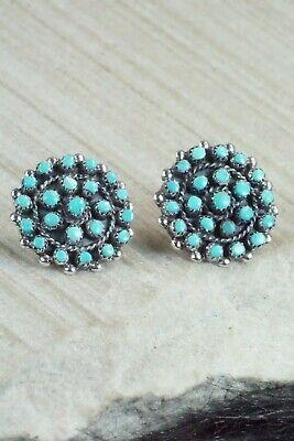 Turquoise & Sterling Silver Earrings - Lorencita Walela - High Lonesome Trading