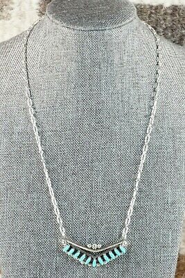 Zuni Turquoise & Sterling Silver Necklace - MaDerral Kallestewa - High Lonesome Trading