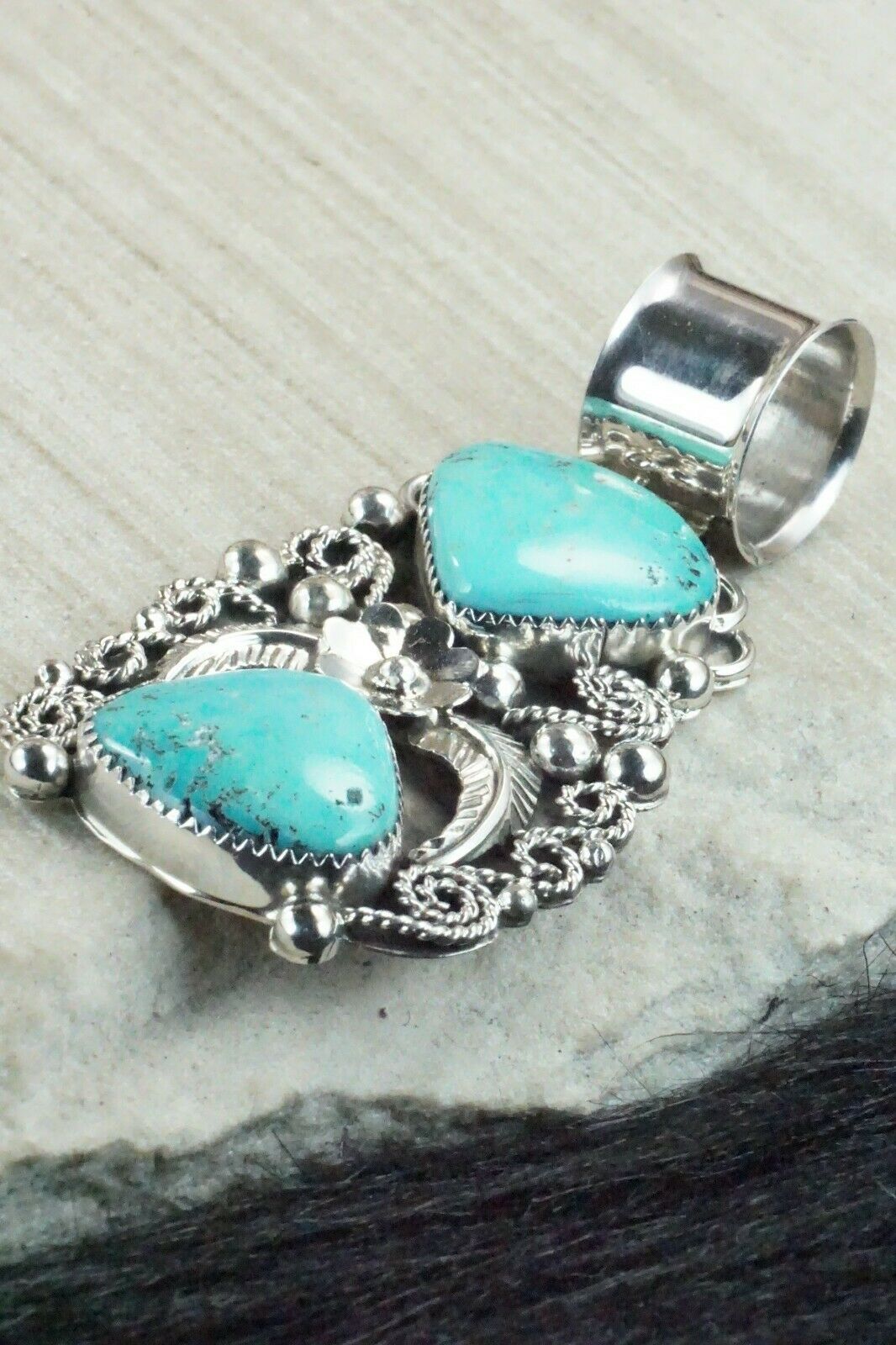 Turquoise and Sterling Silver Pendant - Shirley Largo