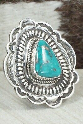 Turquoise and Sterling Silver Ring - Leonard Maloney - Size 6.5