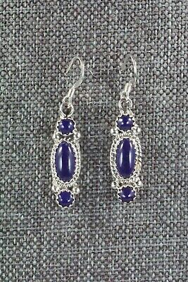Navajo Lapis & Sterling Silver Earrings - Harris Largo