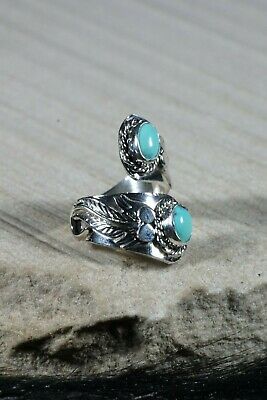 Navajo Turquoise and Sterling Silver Ring - Thomas Yazzie - Size 4.5 - High Lonesome Trading