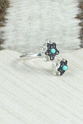 Jet, Turquoise & Sterling Silver Ring - Tamara Pinto - Size 8.25