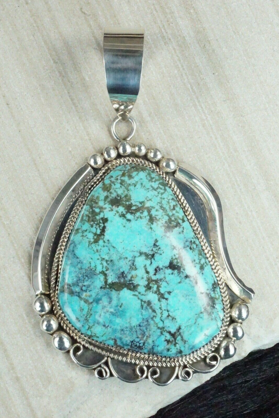 Turquoise and Sterling Silver Pendant - Leslie Nez