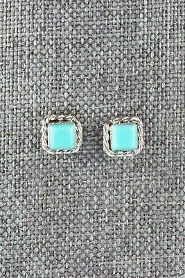Turquoise and Sterling Silver Earrings - Geneva Chuyate - High Lonesome Trading
