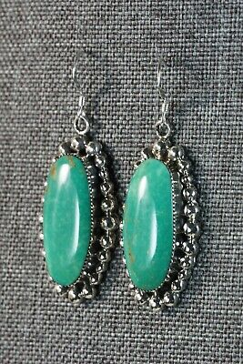 Navajo Turquoise & Sterling Silver Earrings - Sheena Jack - High Lonesome Trading