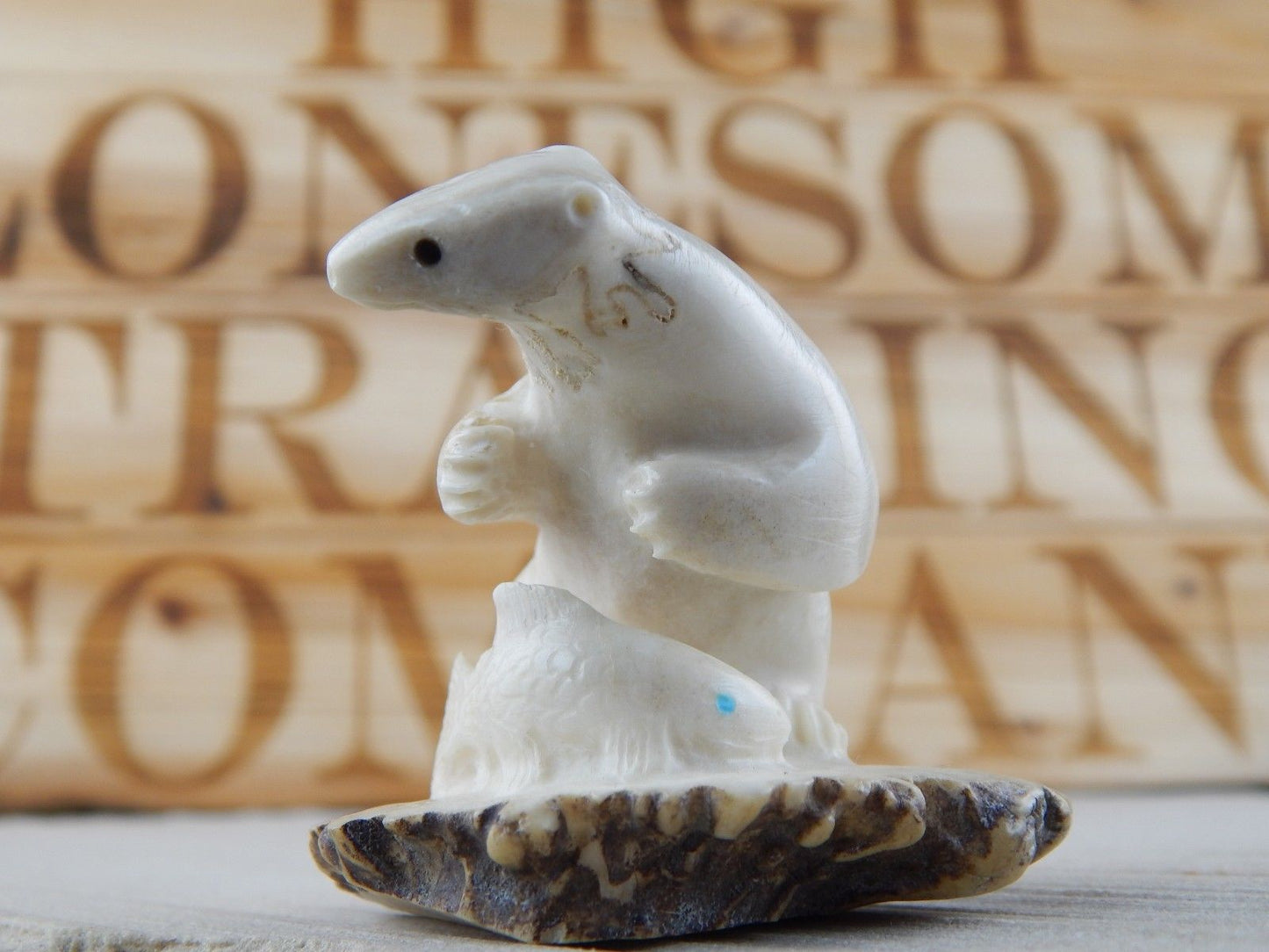 Bear & Fish Zuni Fetish Carving - Maxx Laate - High Lonesome Trading