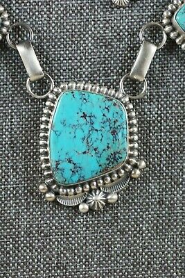 Navajo Turquoise & Sterling Silver Necklace and Earrings Set - Tom Lewis - High Lonesome Trading