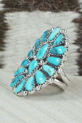 Turquoise and Sterling Silver Ring - Justina Wilson - Size 6.75