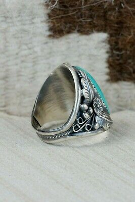 Navajo Turquoise & Sterling Silver Ring - Mike Smith - Size 12.75