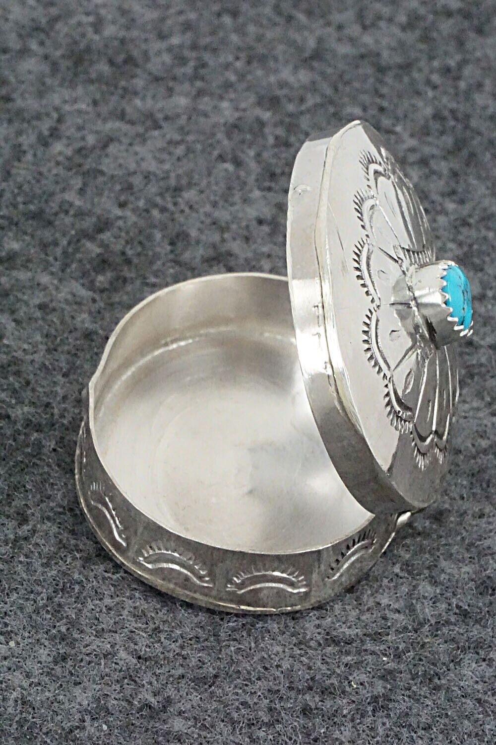 Turquoise & Sterling Silver Pill Box - Elouise Curtis