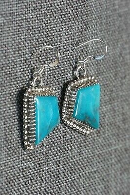 Navajo Turquoise & Sterling Silver Earrings - Alvin Joe - High Lonesome Trading