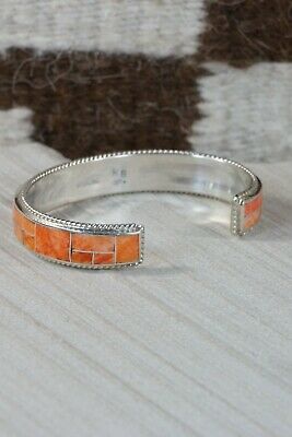 Zuni Spiny Oyster & Sterling Silver Bracelet - Ricky Booqua - High Lonesome Trading