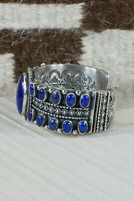 Navajo Lapis & Sterling Silver Bracelet - Myron Etsitty - High Lonesome Trading
