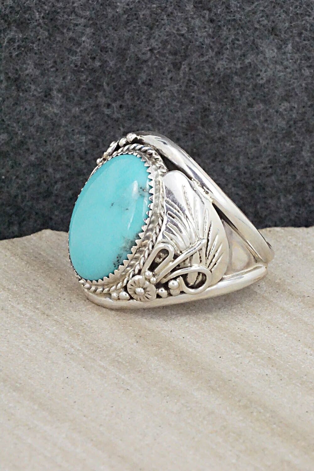 Turquoise & Sterling Silver Ring - Leonard Spencer - Size 11.75
