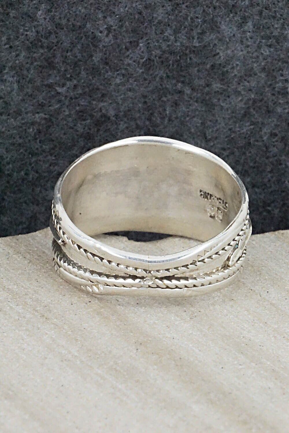 Turquoise, Coral and Sterling Silver Ring - Betty Begay - Size 14.5