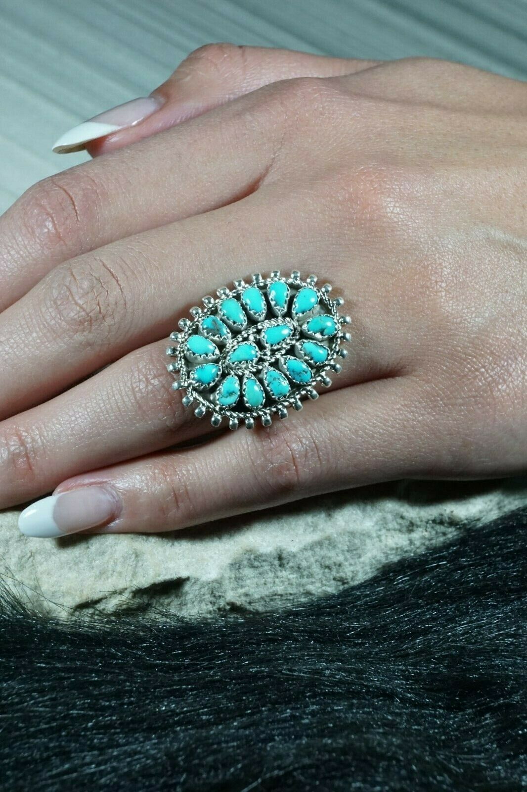 Navajo Sterling Silver & Turquoise Ring - Eric Wilson - Size 7 - High Lonesome Trading