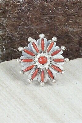 Coral & Sterling Silver Ring - Samantha Waatsa - Size 6.5