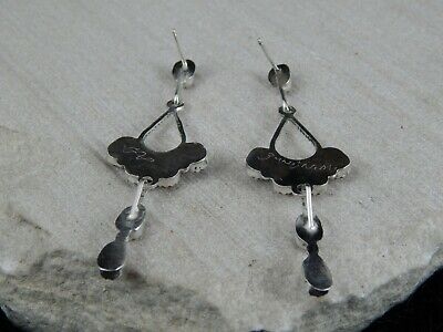 Zuni Coral & Sterling Silver Earrings - Claudine Penketewa - High Lonesome Trading
