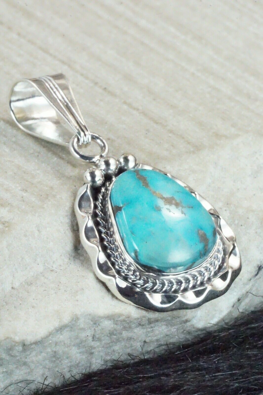 Turquoise & Sterling Silver Pendant - Samuel Yellowhair
